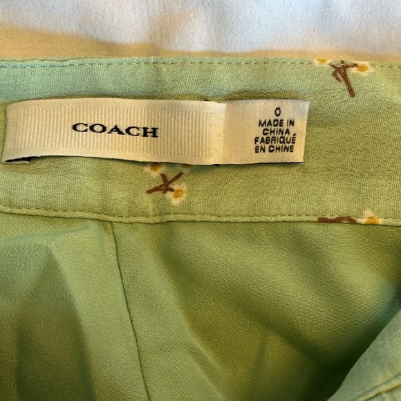 COACH Printed Loom Pants. Green and white size 0/ XS-S NWOT lightweight summer - Picture 10 of 16